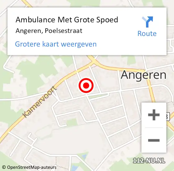 Locatie op kaart van de 112 melding: Ambulance Met Grote Spoed Naar Angeren, Poelsestraat op 27 november 2017 00:12