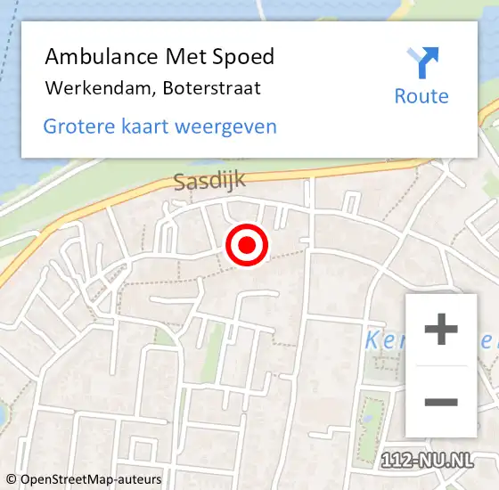 Locatie op kaart van de 112 melding: Ambulance Met Spoed Naar Werkendam, Boterstraat op 27 november 2017 00:23