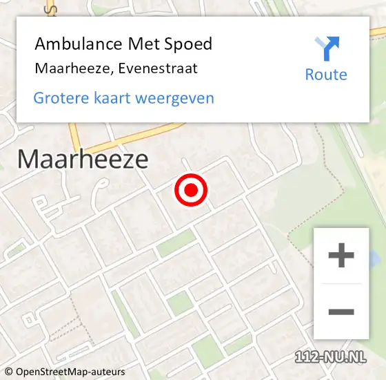 Locatie op kaart van de 112 melding: Ambulance Met Spoed Naar Maarheeze, Evenestraat op 27 november 2017 00:48