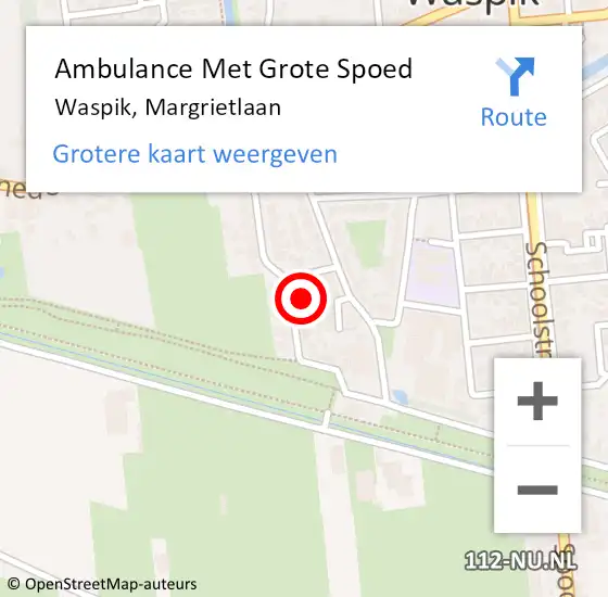 Locatie op kaart van de 112 melding: Ambulance Met Grote Spoed Naar Waspik, Margrietlaan op 27 november 2017 03:43