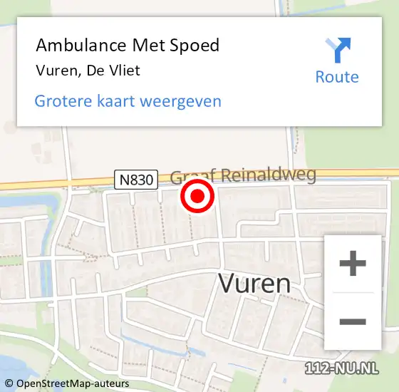 Locatie op kaart van de 112 melding: Ambulance Met Spoed Naar Vuren, De Vliet op 27 november 2017 03:54