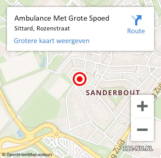 Locatie op kaart van de 112 melding: Ambulance Met Grote Spoed Naar Sittard, Rozenstraat op 7 februari 2014 22:01