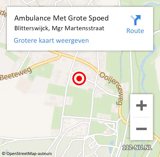 Locatie op kaart van de 112 melding: Ambulance Met Grote Spoed Naar Blitterswijck, Mgr Martensstraat op 7 februari 2014 22:03