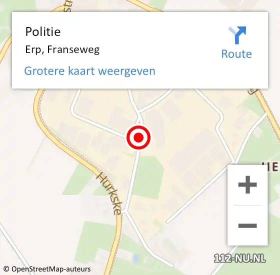 Locatie op kaart van de 112 melding: Politie Erp, Franseweg op 27 november 2017 05:47