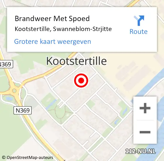 Locatie op kaart van de 112 melding: Brandweer Met Spoed Naar Kootstertille, Swanneblom-Strjitte op 7 februari 2014 22:03