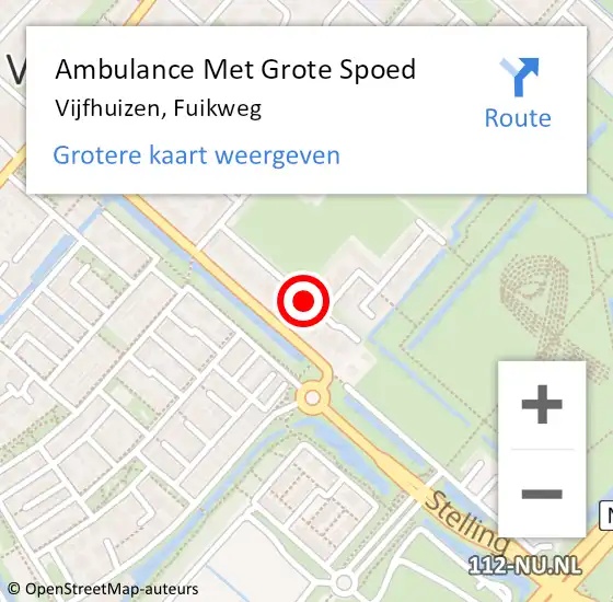 Locatie op kaart van de 112 melding: Ambulance Met Grote Spoed Naar Vijfhuizen, Fuikweg op 27 november 2017 07:01