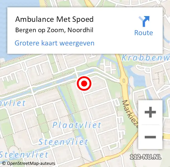 Locatie op kaart van de 112 melding: Ambulance Met Spoed Naar Bergen op Zoom, Noordhil op 27 november 2017 07:02