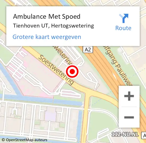 Locatie op kaart van de 112 melding: Ambulance Met Spoed Naar Tienhoven UT, Hertogswetering op 27 november 2017 07:42