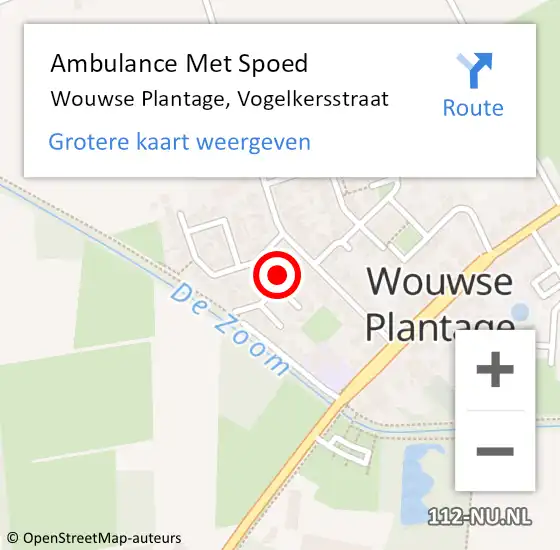 Locatie op kaart van de 112 melding: Ambulance Met Spoed Naar Wouwse Plantage, Vogelkersstraat op 27 november 2017 07:50