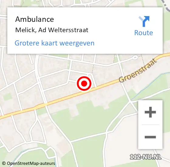 Locatie op kaart van de 112 melding: Ambulance Melick, Ad Weltersstraat op 27 november 2017 08:18