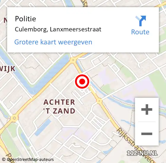 Locatie op kaart van de 112 melding: Politie Culemborg, Lanxmeersestraat op 27 november 2017 08:35