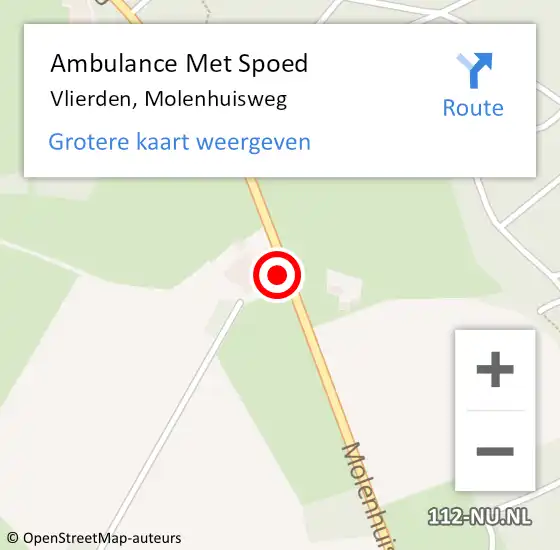 Locatie op kaart van de 112 melding: Ambulance Met Spoed Naar Vlierden, Molenhuisweg op 27 november 2017 08:50