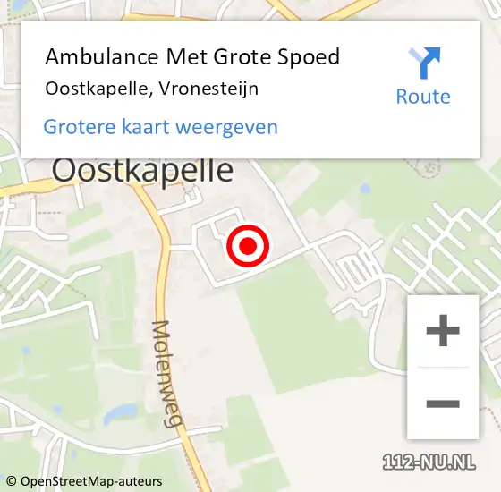 Locatie op kaart van de 112 melding: Ambulance Met Grote Spoed Naar Oostkapelle, Vronesteijn op 27 november 2017 09:05