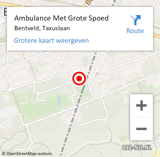 Locatie op kaart van de 112 melding: Ambulance Met Grote Spoed Naar Bentveld, Taxuslaan op 27 november 2017 09:18