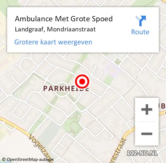 Locatie op kaart van de 112 melding: Ambulance Met Grote Spoed Naar Landgraaf, Mondriaanstraat op 7 februari 2014 22:29