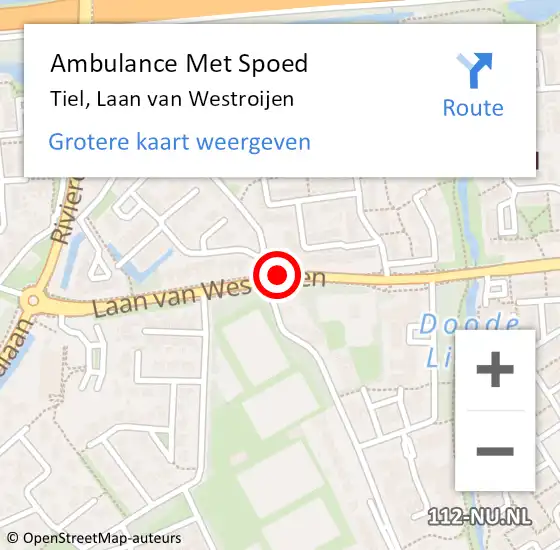 Locatie op kaart van de 112 melding: Ambulance Met Spoed Naar Tiel, Laan Van Westroijen op 27 november 2017 09:39