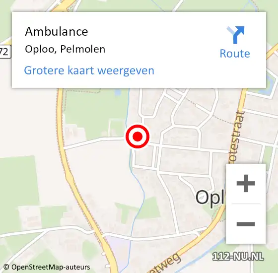 Locatie op kaart van de 112 melding: Ambulance Oploo, Pelmolen op 27 november 2017 09:54