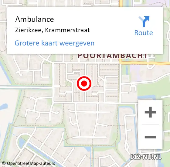 Locatie op kaart van de 112 melding: Ambulance Zierikzee, Krammerstraat op 27 november 2017 10:47