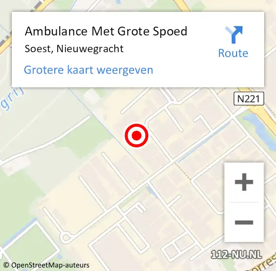 Locatie op kaart van de 112 melding: Ambulance Met Grote Spoed Naar Soest, Nieuwegracht op 27 november 2017 11:39