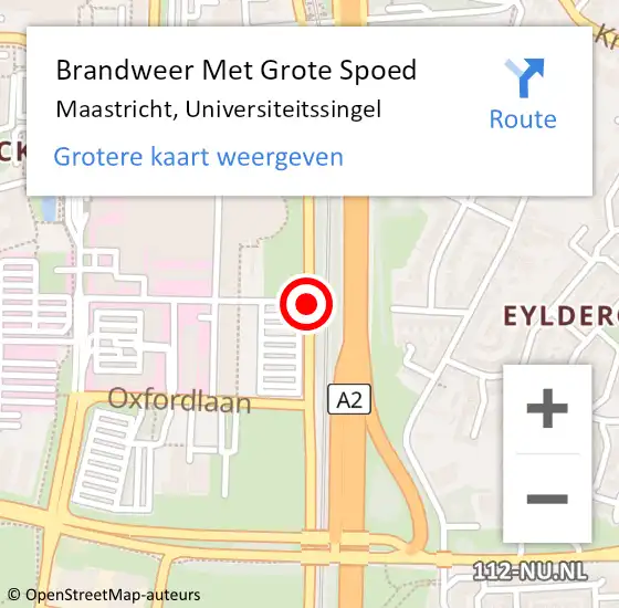 Locatie op kaart van de 112 melding: Brandweer Met Grote Spoed Naar Maastricht, Universiteitssingel op 27 november 2017 12:15