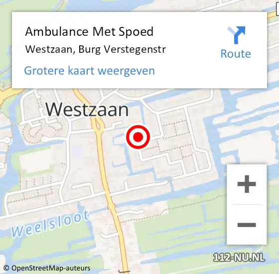 Locatie op kaart van de 112 melding: Ambulance Met Spoed Naar Westzaan, Burg Verstegenstr op 27 november 2017 12:16