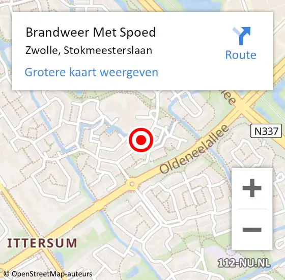 Locatie op kaart van de 112 melding: Brandweer Met Spoed Naar Zwolle, Stokmeesterslaan op 27 november 2017 12:41