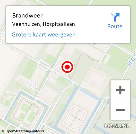Locatie op kaart van de 112 melding: Brandweer Veenhuizen, Hospitaallaan op 27 november 2017 13:03