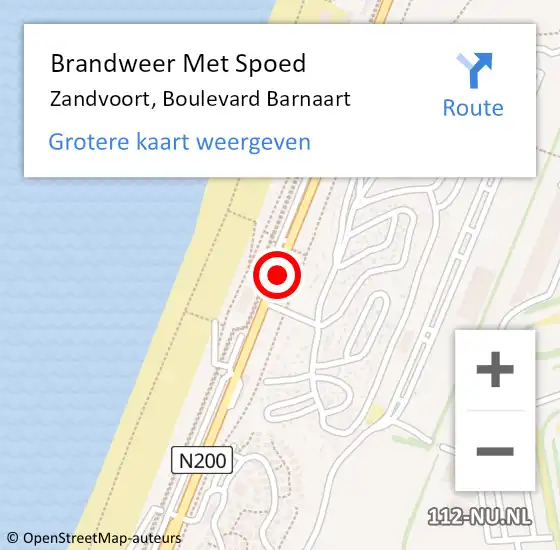 Locatie op kaart van de 112 melding: Brandweer Met Spoed Naar Zandvoort, Boulevard Barnaart op 27 november 2017 13:05