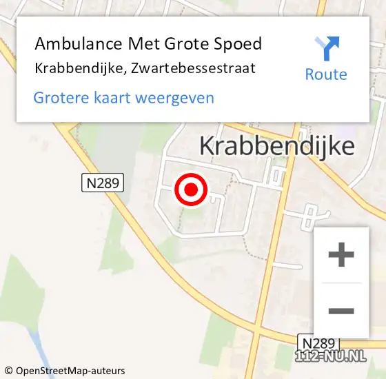 Locatie op kaart van de 112 melding: Ambulance Met Grote Spoed Naar Krabbendijke, Zwartebessestraat op 27 november 2017 13:30