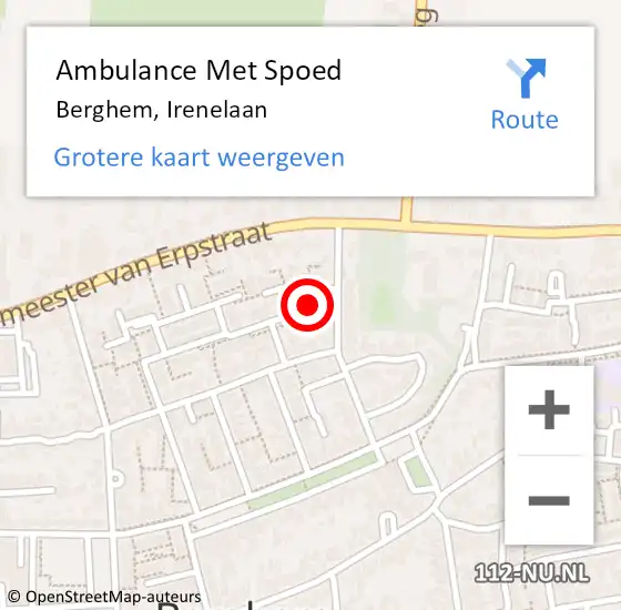 Locatie op kaart van de 112 melding: Ambulance Met Spoed Naar Berghem, Irenelaan op 27 november 2017 13:41