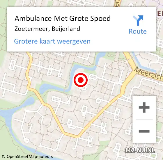 Locatie op kaart van de 112 melding: Ambulance Met Grote Spoed Naar Zoetermeer, Beijerland op 27 november 2017 13:44