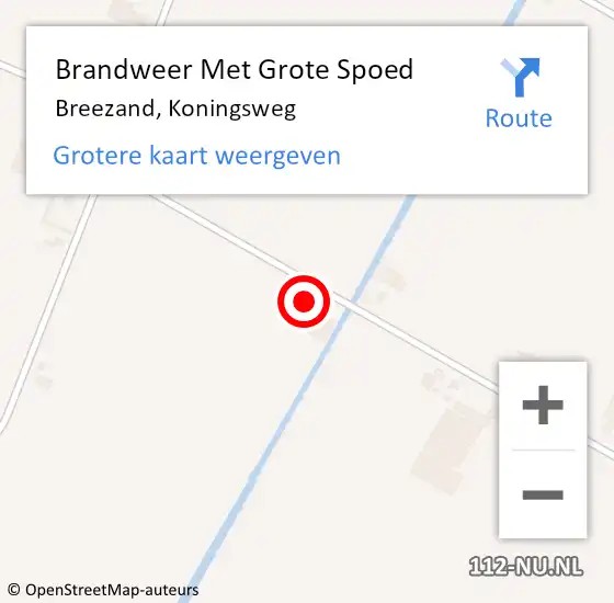 Locatie op kaart van de 112 melding: Brandweer Met Grote Spoed Naar Breezand, Koningsweg op 27 november 2017 14:12