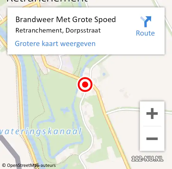 Locatie op kaart van de 112 melding: Brandweer Met Grote Spoed Naar Retranchement, Dorpsstraat op 27 november 2017 14:21