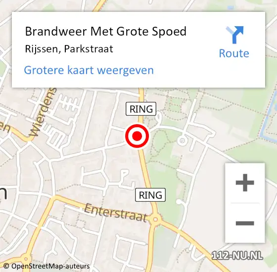 Locatie op kaart van de 112 melding: Brandweer Met Grote Spoed Naar Rijssen, Parkstraat op 27 november 2017 14:38