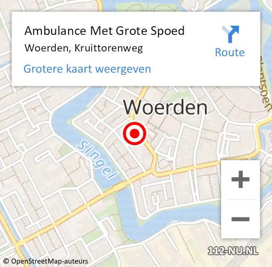 Locatie op kaart van de 112 melding: Ambulance Met Grote Spoed Naar Woerden, Kruittorenweg op 27 november 2017 14:57