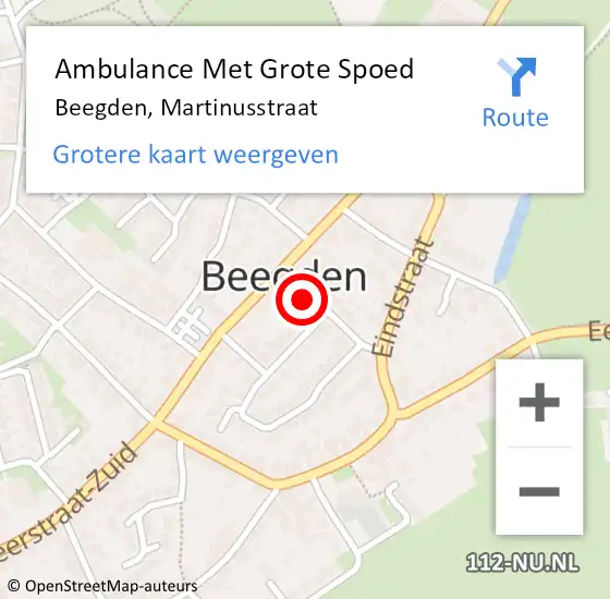 Locatie op kaart van de 112 melding: Ambulance Met Grote Spoed Naar Beegden, Martinusstraat op 27 november 2017 15:12