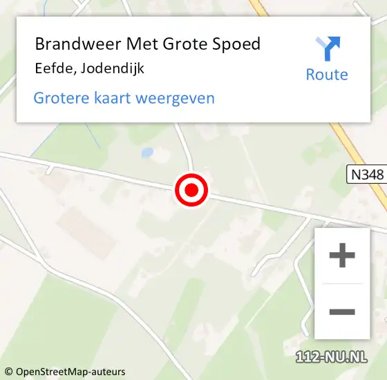 Locatie op kaart van de 112 melding: Brandweer Met Grote Spoed Naar Eefde, Jodendijk op 27 november 2017 15:24