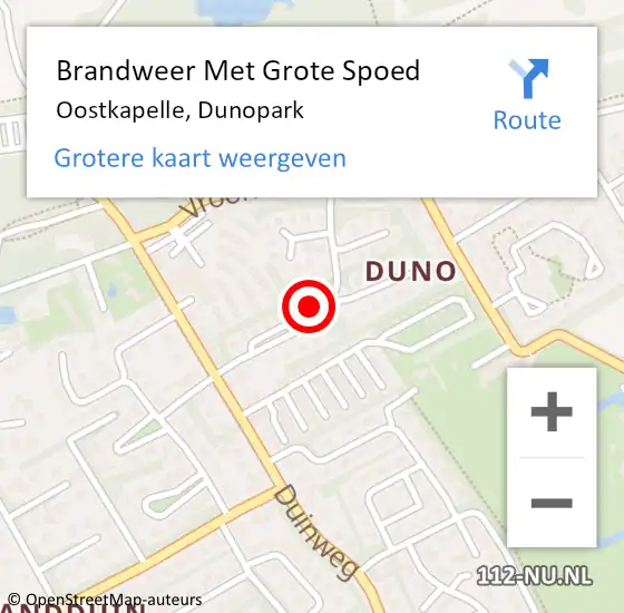 Locatie op kaart van de 112 melding: Brandweer Met Grote Spoed Naar Oostkapelle, Dunopark op 27 november 2017 15:30