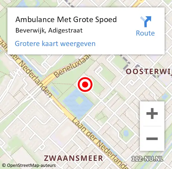 Locatie op kaart van de 112 melding: Ambulance Met Grote Spoed Naar Beverwijk, Adigestraat op 27 november 2017 16:08