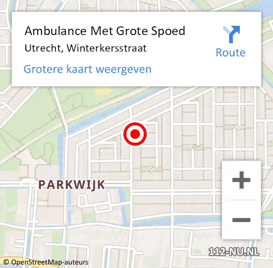 Locatie op kaart van de 112 melding: Ambulance Met Grote Spoed Naar Utrecht, Winterkersstraat op 27 november 2017 16:31