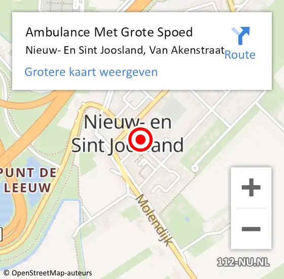 Locatie op kaart van de 112 melding: Ambulance Met Grote Spoed Naar Nieuw- En Sint Joosland, Van Akenstraat op 7 februari 2014 23:48