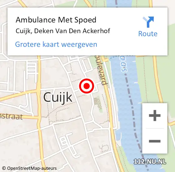 Locatie op kaart van de 112 melding: Ambulance Met Spoed Naar Cuijk, Deken Van Den Ackerhof op 27 november 2017 17:52