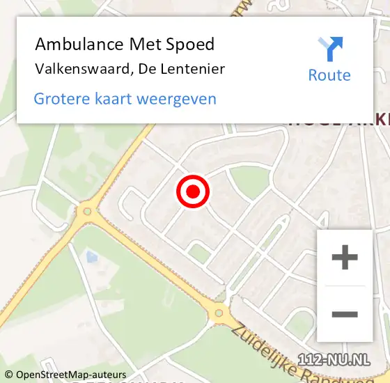 Locatie op kaart van de 112 melding: Ambulance Met Spoed Naar Valkenswaard, De Lentenier op 27 november 2017 18:18