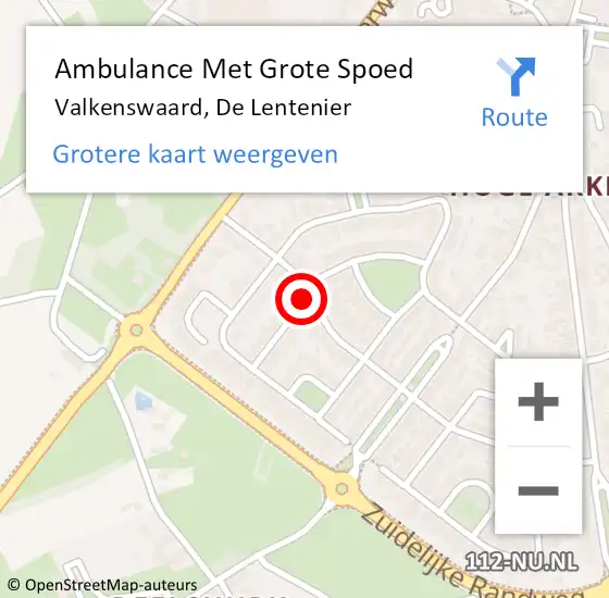 Locatie op kaart van de 112 melding: Ambulance Met Grote Spoed Naar Valkenswaard, De Lentenier op 27 november 2017 18:24