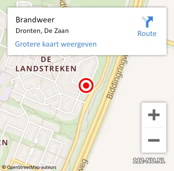 Locatie op kaart van de 112 melding: Brandweer Dronten, De Zaan op 27 november 2017 19:09