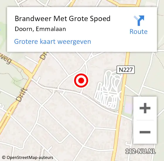 Locatie op kaart van de 112 melding: Brandweer Met Grote Spoed Naar Doorn, Emmalaan op 27 november 2017 20:14