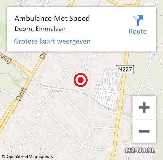 Locatie op kaart van de 112 melding: Ambulance Met Spoed Naar Doorn, Emmalaan op 27 november 2017 20:20