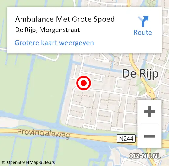 Locatie op kaart van de 112 melding: Ambulance Met Grote Spoed Naar De Rijp, Morgenstraat op 27 november 2017 20:23