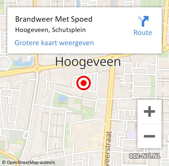 Locatie op kaart van de 112 melding: Brandweer Met Spoed Naar Hoogeveen, Schutsplein op 27 november 2017 20:27