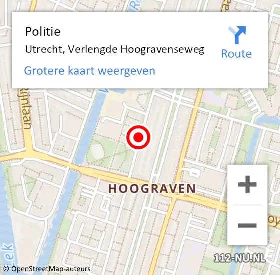 Locatie op kaart van de 112 melding: Politie Utrecht, Verlengde Hoogravenseweg op 27 november 2017 21:18